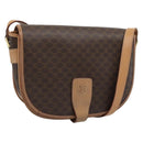 CELINE Macadam Canvas Shoulder Bag PVC Leather Brown Gold Auth ka5079-1