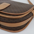 CELINE Macadam Canvas Shoulder Bag PVC Leather Brown Gold Auth ka5079-10