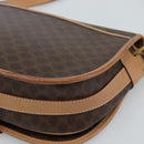 CELINE Macadam Canvas Shoulder Bag PVC Leather Brown Gold Auth ka5079-12
