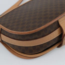 CELINE Macadam Canvas Shoulder Bag PVC Leather Brown Gold Auth ka5079-13