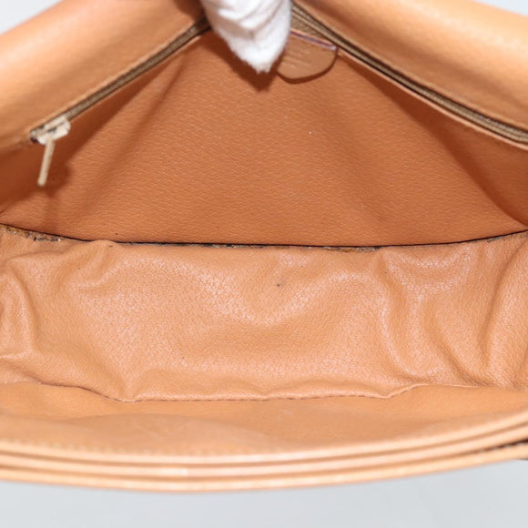CELINE Macadam Canvas Shoulder Bag PVC Leather Brown Gold Auth ka5079