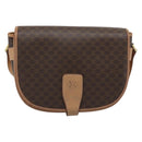 CELINE Macadam Canvas Shoulder Bag PVC Leather Brown Gold Auth ka5079-2