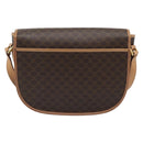 CELINE Macadam Canvas Shoulder Bag PVC Leather Brown Gold Auth ka5079-3