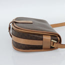 CELINE Macadam Canvas Shoulder Bag PVC Leather Brown Gold Auth ka5079-5