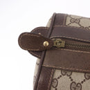 GUCCI GG Supreme Web Sherry Line Boston Bag PVC Beige Gold Auth ka5081-16