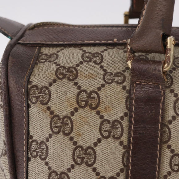 GUCCI GG Supreme Web Sherry Line Boston Bag PVC Beige Gold Auth ka5081