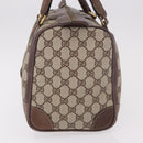 GUCCI GG Supreme Web Sherry Line Boston Bag PVC Beige Gold Auth ka5081-5