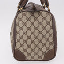 GUCCI GG Supreme Web Sherry Line Boston Bag PVC Beige Gold Auth ka5081-6