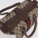 GUCCI GG Supreme Web Sherry Line Boston Bag PVC Beige Gold Auth ka5081-7