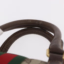 GUCCI GG Supreme Web Sherry Line Boston Bag PVC Beige Gold Auth ka5081-9