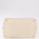 PRADA Canapa MM Hand Bag Canvas 2way White Gold Auth ka5083-6