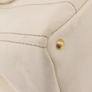 PRADA Canapa MM Hand Bag Canvas 2way White Gold Auth ka5083-16