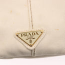 PRADA Canapa MM Hand Bag Canvas 2way White Gold Auth ka5083-18