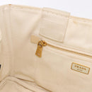 PRADA Canapa MM Hand Bag Canvas 2way White Gold Auth ka5083-22