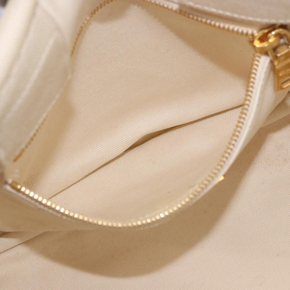 PRADA Canapa MM Hand Bag Canvas 2way White Gold Auth ka5083