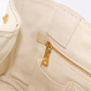 PRADA Canapa MM Hand Bag Canvas 2way White Gold Auth ka5083-24