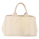 PRADA Canapa MM Hand Bag Canvas 2way White Gold Auth ka5083-2
