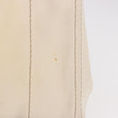 PRADA Canapa MM Hand Bag Canvas 2way White Gold Auth ka5083-3