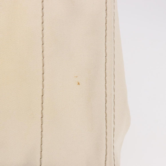 PRADA Canapa MM Hand Bag Canvas 2way White Gold Auth ka5083