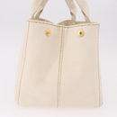 PRADA Canapa MM Hand Bag Canvas 2way White Gold Auth ka5083-4