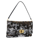 Miu Miu Shoulder Bag Sequin Black Gold Auth ka5086M-1