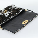 Miu Miu Shoulder Bag Sequin Black Gold Auth ka5086M-19
