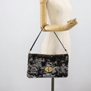 Miu Miu Shoulder Bag Sequin Black Gold Auth ka5086M-25