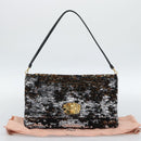 Miu Miu Shoulder Bag Sequin Black Gold Auth ka5086M-12