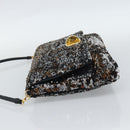 Miu Miu Shoulder Bag Sequin Black Gold Auth ka5086M-3
