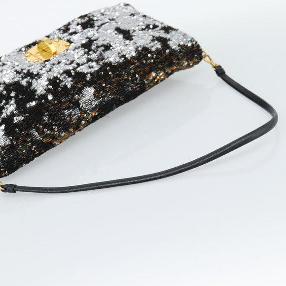 Miu Miu Schoudertas Pailletten Zwart Goud Auth ka5086M