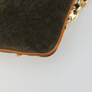 CELINE C Macadam Chain Clutch Bag Suede Brown Gold Auth ka5100A-15
