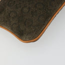 CELINE C Macadam Chain Clutch Bag Suede Brown Gold Auth ka5100A-16