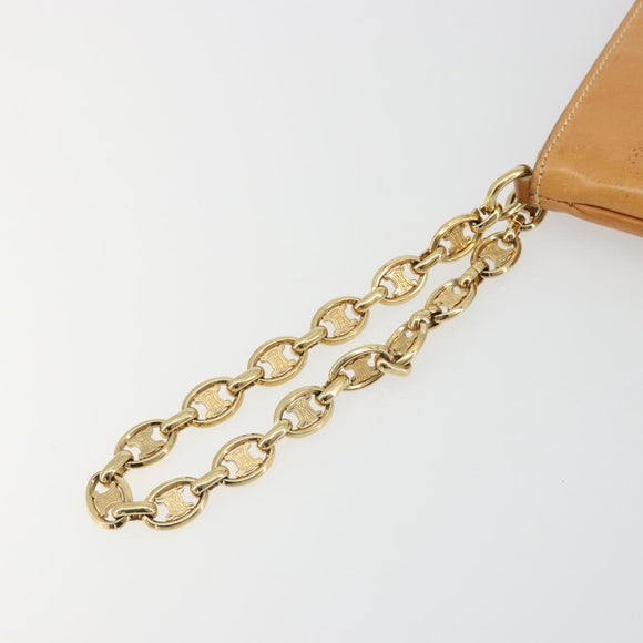 CELINE C Macadam Chain Clutch Bag Suede Brown Gold Auth ka5100A