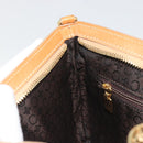 CELINE C Macadam Chain Clutch Bag Suede Brown Gold Auth ka5100A-18