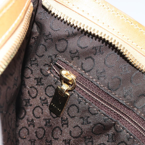 CELINE C Macadam Chain Clutch Bag Suede Brown Gold Auth ka5100A