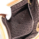 CELINE C Macadam Chain Clutch Bag Suede Brown Gold Auth ka5100A-11