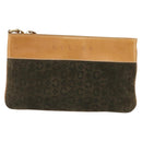 CELINE C Macadam Chain Clutch Bag Suede Brown Gold Auth ka5100A-13