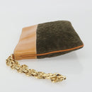 CELINE C Macadam Chain Clutch Bag Suede Brown Gold Auth ka5100A-4