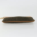 CELINE C Macadam Chain Clutch Bag Suede Brown Gold Auth ka5100A-6