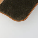 CELINE C Macadam Chain Clutch Bag Suede Brown Gold Auth ka5100A-14