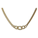 Christian Dior Rhinestone Necklace Metal Gold Tone Auth ka5106-1