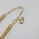 Christian Dior Rhinestone Necklace Metal Gold Tone Auth ka5106-13