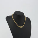 Christian Dior Rhinestone Necklace Metal Gold Tone Auth ka5106-14