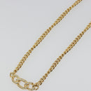 Christian Dior Rhinestone Necklace Metal Gold Tone Auth ka5106-4