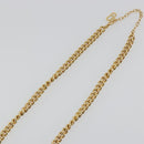 Christian Dior Rhinestone Necklace Metal Gold Tone Auth ka5106-5
