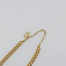 Christian Dior Rhinestone Necklace Metal Gold Tone Auth ka5106-6