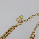 Christian Dior Rhinestone Necklace Metal Gold Tone Auth ka5106-7