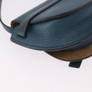 LOEWE Anagram Shoulder Bag Leather Blue Auth ka5108A-12