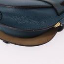 LOEWE Anagram Shoulder Bag Leather Blue Auth ka5108A-13