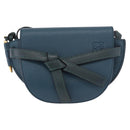 LOEWE Anagram Shoulder Bag Leather Blue Auth ka5108A-2